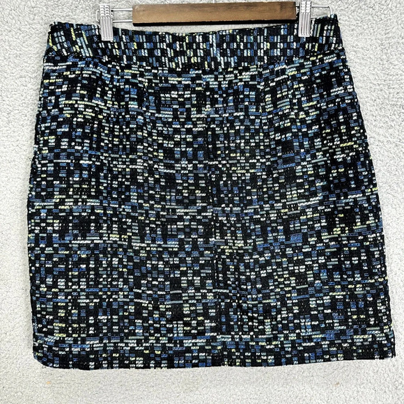 LOFT Mini Skirt Womens 10 Black Tweed Speckled Boho Twee Office Career Preppy - Picture 3 of 7